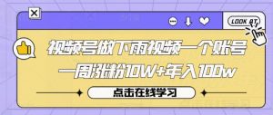视频号做下雨视频一个账号一周涨粉10W+年入100w【揭秘】-资源云