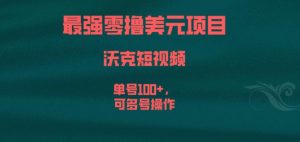 最强零撸美元项目,沃克短视频,单号100+,可多号操作【揭秘】-资源云