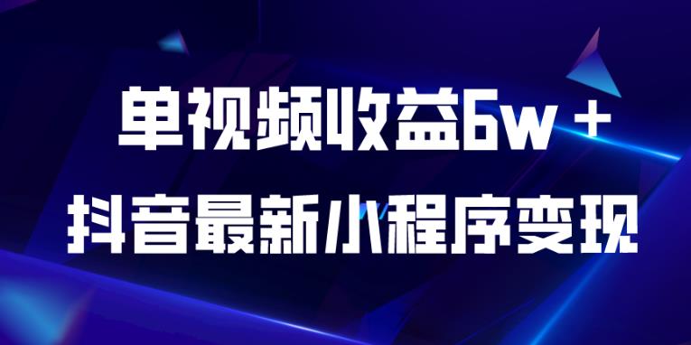 抖音最新小程序变现项目，单视频收益6w＋，小白可做【揭秘】-资源云