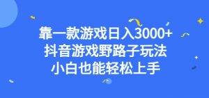 靠一款游戏日入3000+,抖音游戏野路子玩法,小白也能轻松上手【揭秘】-资源云