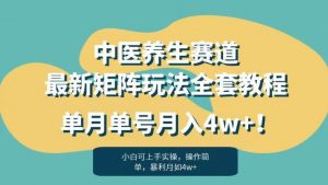 暴利赛道中医养生赛道最新矩阵玩法,单月单号月入4w+!【揭秘】-资源云