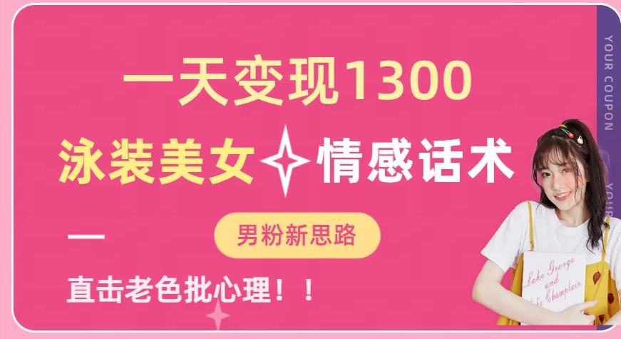 一天变现1300，泳装美女+情感话术，提供素材，无脑矩阵操作【揭秘】-资源云