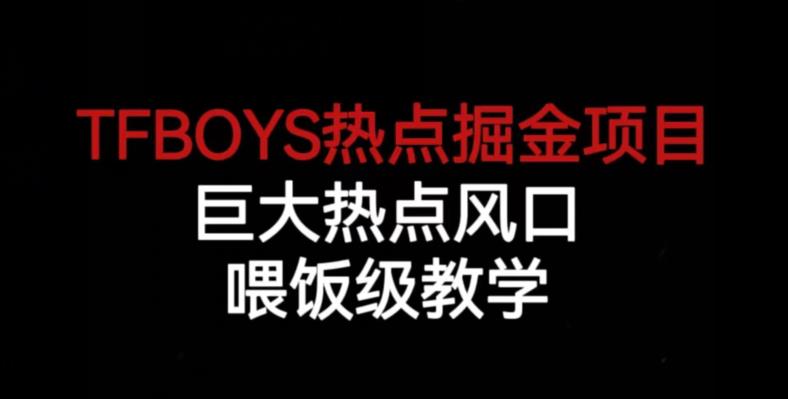 TFBOYS热点掘金项目，巨大热点风口，喂饭级教学-资源云