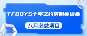 最新蓝海项目,靠最近非常火的TFBOYS十年之约演唱会流量掘金,八月必做的项目【揭秘】-资源云
