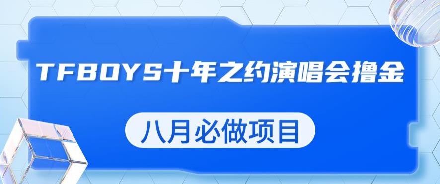 最新蓝海项目，靠最近非常火的TFBOYS十年之约演唱会流量掘金，八月必做的项目【揭秘】-资源云