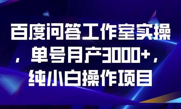 百度问答工作室实操，单号月产3000+，纯小白操作项目【揭秘】-资源云