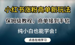 小红书涨粉商单新玩法,保姆级教程,商单接到手软,纯小白也能学会【揭秘】-资源云