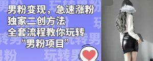 男粉变现,急速涨粉独家二创方法,全套流程教你玩转“男粉项目”【揭秘】-资源云