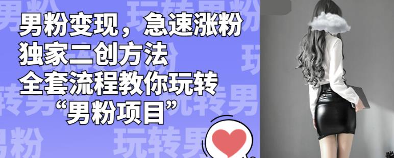男粉变现，急速涨粉独家二创方法，全套流程教你玩转“男粉项目”【揭秘】-资源云