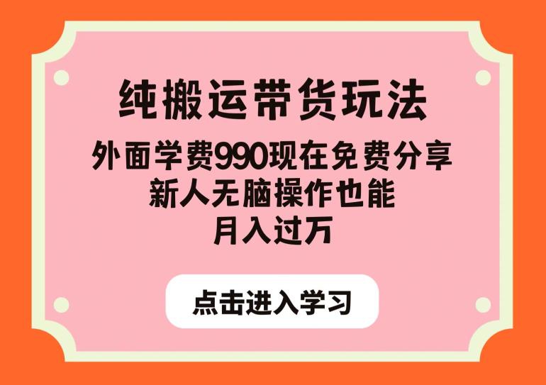 纯搬运带货玩法，外面学费990现在免费分享，新人无脑操作也能月入过万【揭秘】-资源云