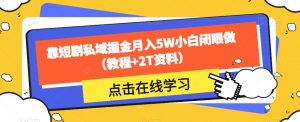 靠短剧私域掘金月入5W小白闭眼做(教程+2T资料)-资源云