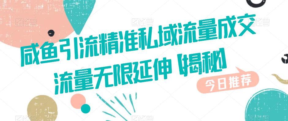 咸鱼引流精准私域流量成交流量无限延伸【揭秘】-资源云