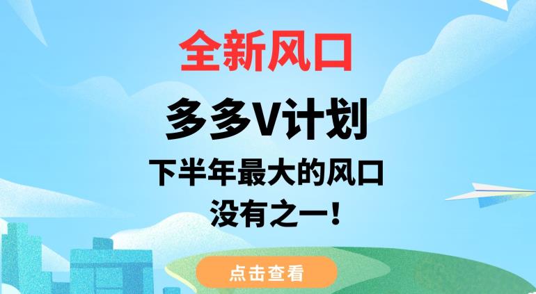 全新风口，多多V计划，下半年最大的风口项目，没有之一【揭秘】-资源云