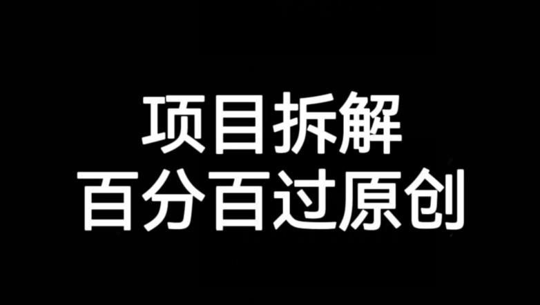 项目拆解赛道百分百过原创【揭秘】-资源云