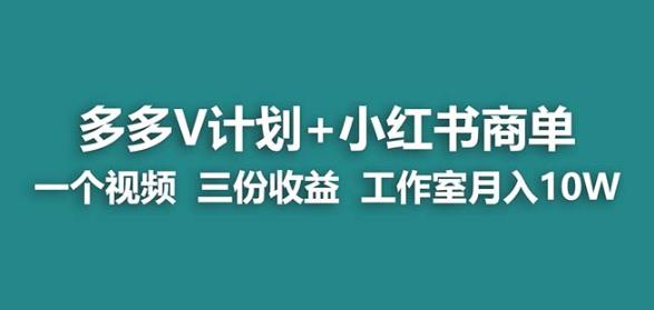 【蓝海项目】多多v计划+小红书商单一个视频三份收益工作室月入10w-资源云
