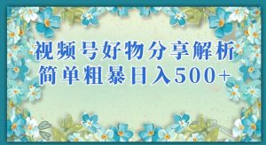 视频号好物分享解析,简单粗暴可以批量方大的项目【揭秘】-资源云