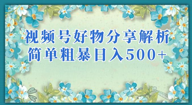 视频号好物分享解析，简单粗暴可以批量方大的项目【揭秘】-资源云