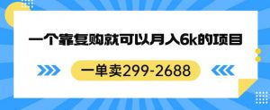 一单卖299-2688,一个靠复购就可以月入6k的暴利项目【揭秘】-资源云