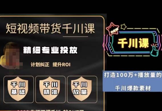 短视频带货-千川专业投放课，​精细化专业投放，计划纠正，提升ROI-资源云
