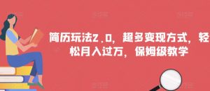 简历玩法2.0,超多变现方式,轻松月入过万,保姆级教学【揭秘】-资源云
