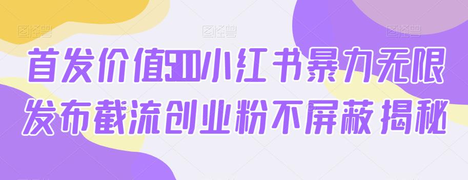 首发价值5100小红书暴力无限发布截流创业粉不屏蔽揭秘-资源云