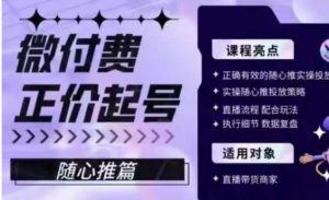 微付费正价起号(随心推篇),正确有效的随心推实操投放-资源云