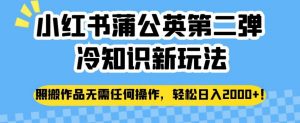 小红书蒲公英第二弹冷知识新玩法,照搬作品无需任何操作,轻松日入2000+【揭秘】-资源云