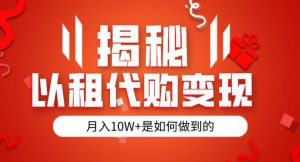 揭秘以租代购模式变现半年130W,纯绿色,胆大者看(仅揭秘)-资源云