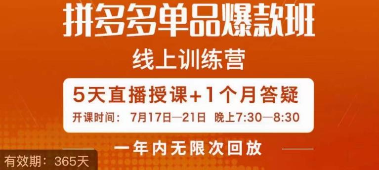 钟辰·拼多多单品爆款班，一个拼多多超级爆款养一个团队-资源云