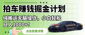 拍车赚钱掘金计划,纯搬运无脑操作,小白轻松日入1000+【揭秘】-资源云