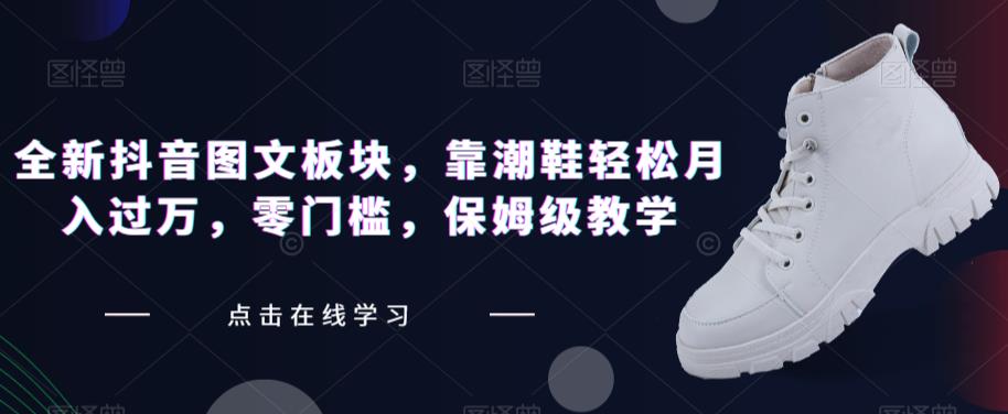 全新抖音图文板块，靠潮鞋轻松月入过万，零门槛，保姆级教学【揭秘】-资源云