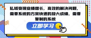 私域变现业绩增长,高效的解决问题,需要系统的方案快速的放大成绩,需要复制的系统-资源云
