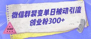 微信群裂变单日被动引流创业粉300【揭秘】-资源云