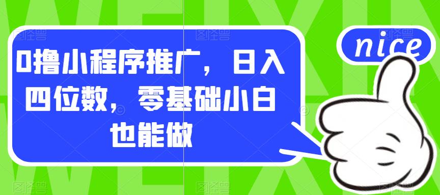 0撸小程序推广，日入四位数，零基础小白也能做【揭秘】-资源云