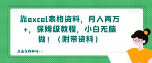 靠excel表格资料,月入两万+,保姆级教程,小白无脑做!(附带资料)【揭秘】-资源云
