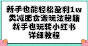 新手也能轻松盈利1w,卖减肥食谱玩法秘籍,新手也玩转小红书详细教程【揭秘】-资源云