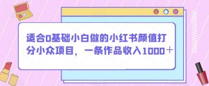 适合0基础小白做的小红书颜值打分小众项目,一条作品收入1000+【揭秘】-资源云