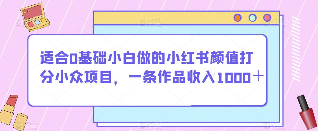 适合0基础小白做的小红书颜值打分小众项目，一条作品收入1000＋【揭秘】-资源云