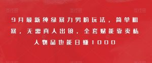 9月最新纯绿暴力男粉玩法,简单粗暴,无需真人出镜,全套赋能靠卖私人物品也能日赚1000-资源云