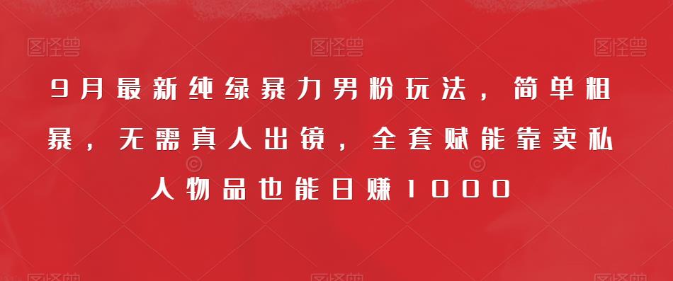 9月最新纯绿暴力男粉玩法，简单粗暴，无需真人出镜，全套赋能靠卖私人物品也能日赚1000-资源云