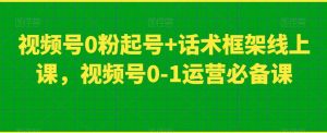 视频号0粉起号+话术框架线上课，视频号0-1运营必备课-资源云