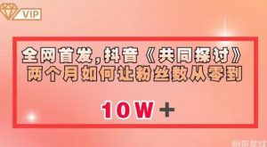 全网首发,抖音《共同探讨》两个月如何让粉丝数从零到10w【揭秘】-资源云