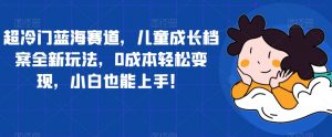 超冷门蓝海赛道,儿童成长档案全新玩法,0成本轻松变现,小白也能上手【揭秘】-资源云