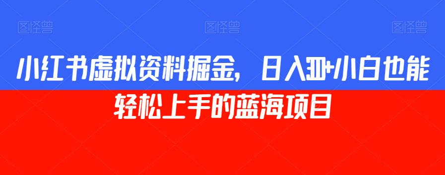 小红书虚拟资料掘金，日入300+小白也能轻松上手的蓝海项目【揭秘】-资源云