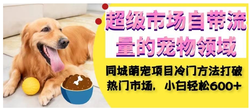 超级市场自带流量的宠物领域，同城萌宠项目冷门方法打破热门市场，小白轻松600+-资源云