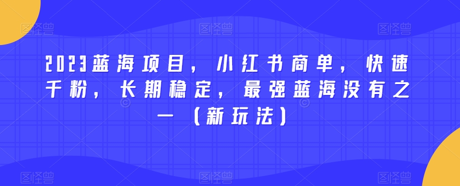 2023蓝海项目，小红书商单，快速千粉，长期稳定，最强蓝海没有之一（新玩法）-资源云
