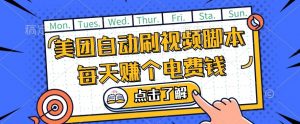 美团视频掘金,解放双手脚本全自动运行,不需要人工操作可批量操作【揭秘】-资源云