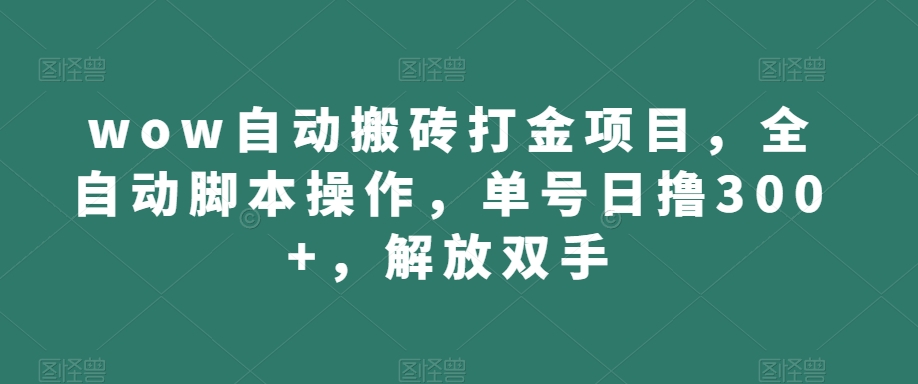 wow自动搬砖打金项目，全自动脚本操作，单号日撸300+，解放双手【揭秘】-资源云