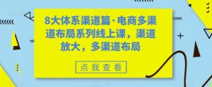 8大体系渠道篇·电商多渠道布局系列线上课,渠道放大,多渠道布局-资源云