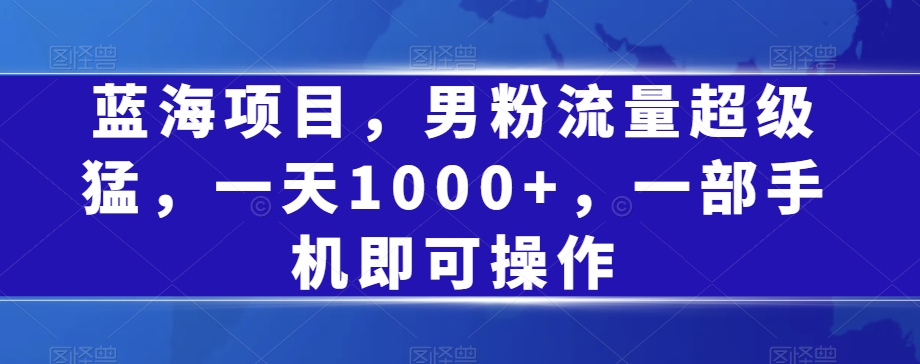 蓝海项目，男粉流量超级猛，一天1000+，一部手机即可操作【揭秘】-资源云